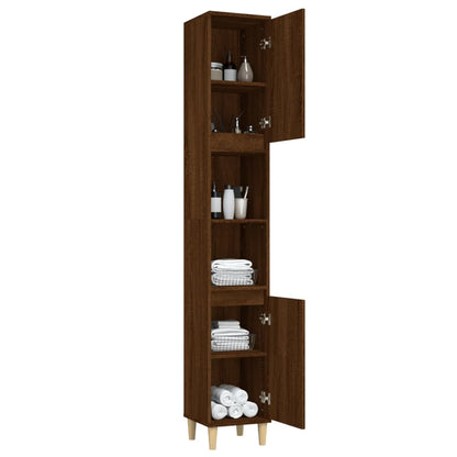 Bathroom Cabinet Brown Oak 30x30x190 cm Engineered Wood