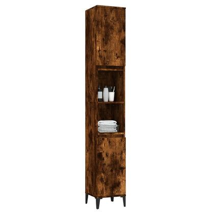 Bathroom Cabinet Smoked Oak 30x30x190 cm Engineered Wood