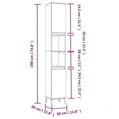 Bathroom Cabinet Grey Sonoma 30x30x190 cm Engineered Wood