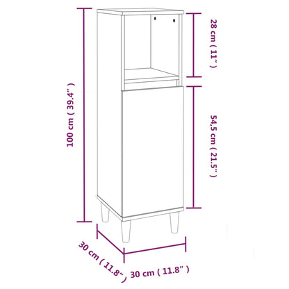 Bathroom Cabinet White 30x30x100 cm Engineered Wood