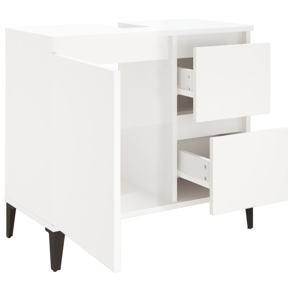 Bathroom Cabinet High Gloss White 65x33x60 cm Engineered Wood