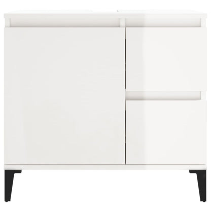 Bathroom Cabinet High Gloss White 65x33x60 cm Engineered Wood