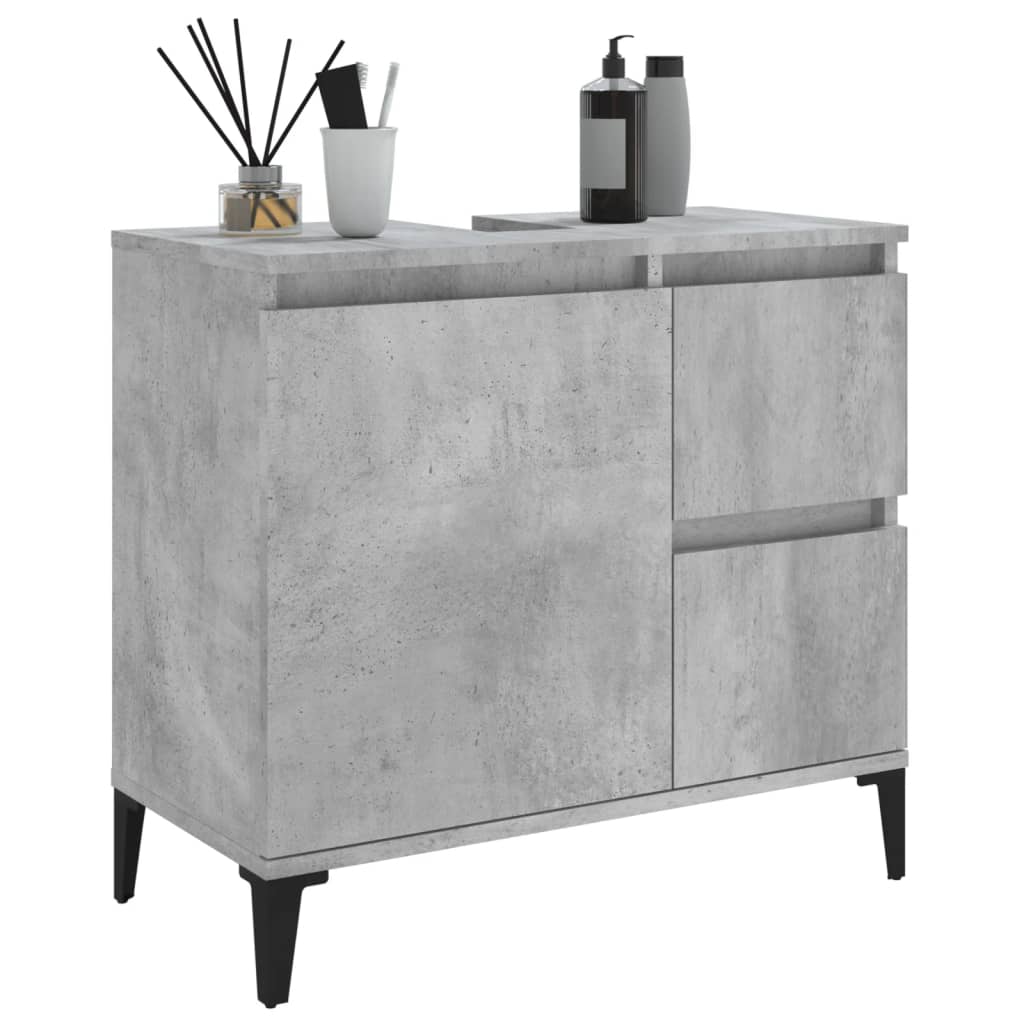 Bathroom Cabinet Concrete Grey 65x33x60 cm Engineered Wood