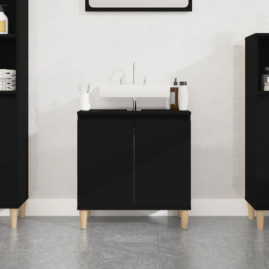 Sink Cabinet Black 58x33x60 cm Engineered Wood