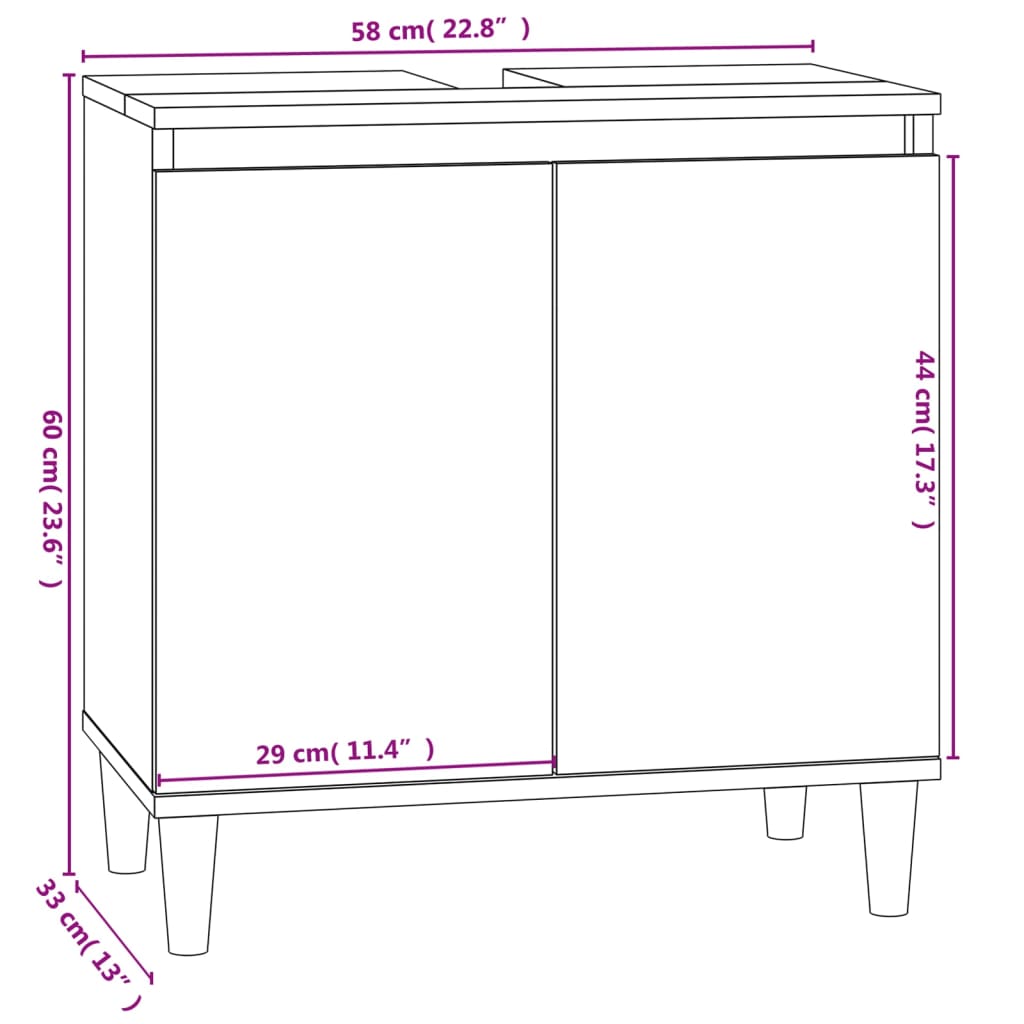 Sink Cabinet Smoked Oak 58x33x60 cm Engineered Wood