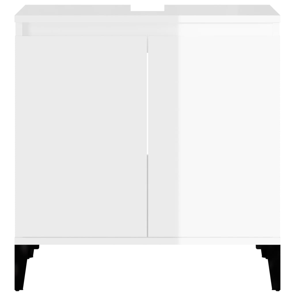 Sink Cabinet High Gloss White 58x33x60 cm Engineered Wood