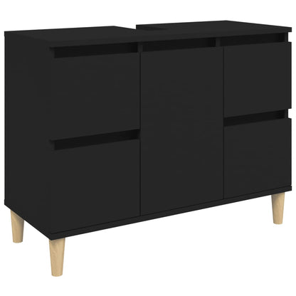 Sink Cabinet Black 80x33x60 cm Engineered Wood