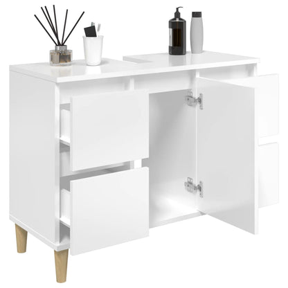 Sink Cabinet High Gloss White 80x33x60 cm Engineered Wood