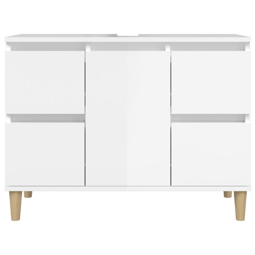 Sink Cabinet High Gloss White 80x33x60 cm Engineered Wood