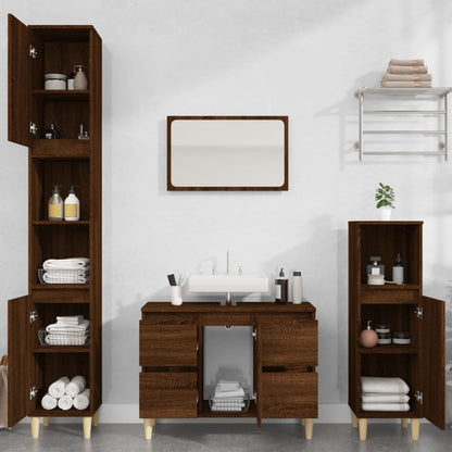 Sink Cabinet Brown Oak 80x33x60 cm Engineered Wood