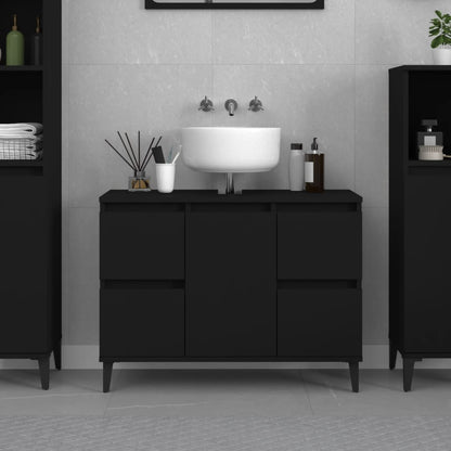 Sink Cabinet Black 80x33x60 cm Engineered Wood