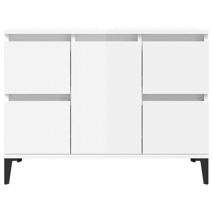 Sink Cabinet High Gloss White 80x33x60 cm Engineered Wood