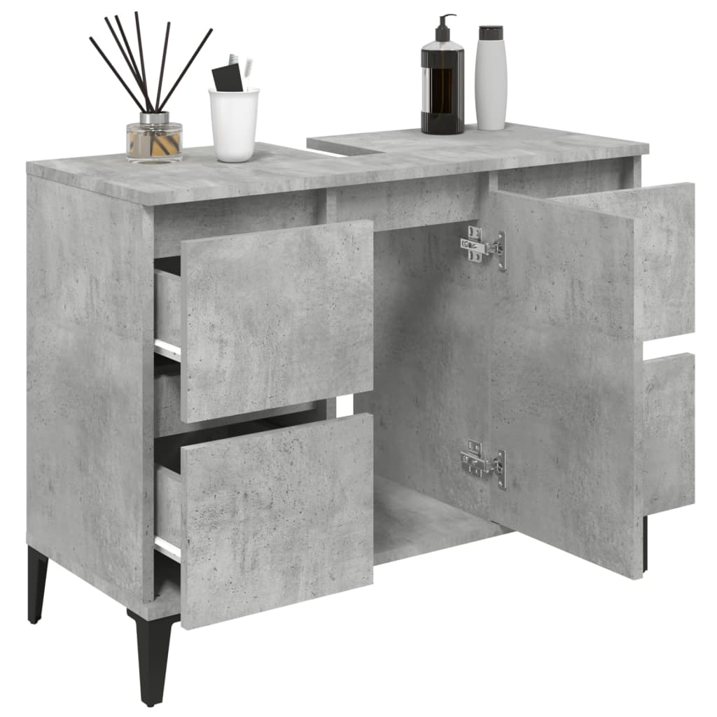 Sink Cabinet Concrete Grey 80x33x60 cm Engineered Wood