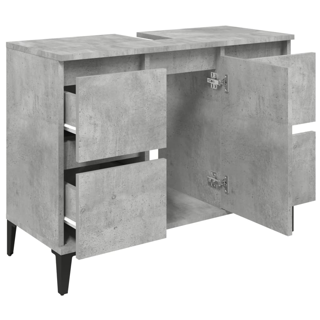 Sink Cabinet Concrete Grey 80x33x60 cm Engineered Wood