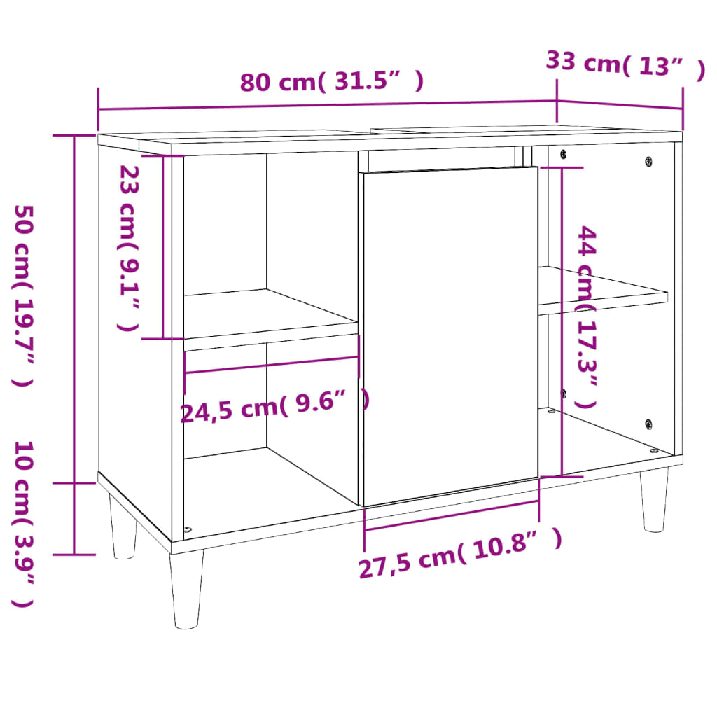 Sink Cabinet Sonoma Oak 80x33x60 cm Engineered Wood