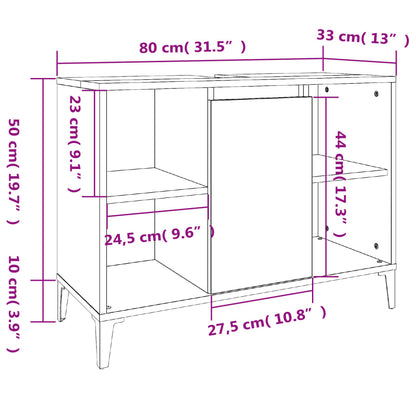 Sink Cabinet Sonoma Oak 80x33x60 cm Engineered Wood