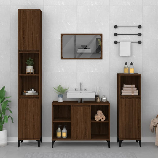 Sink Cabinet Brown Oak 80x33x60 cm Engineered Wood