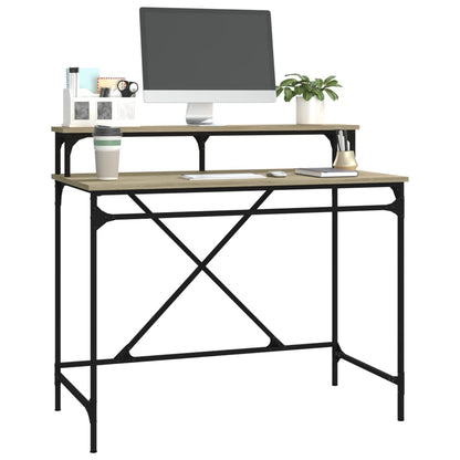 Desk Sonoma Oak 100x50x90 cm Engineered Wood and Iron