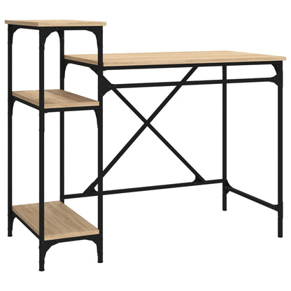 Desk with Shelves Sonoma Oak 105x50x90 cm Engineered Wood&Iron