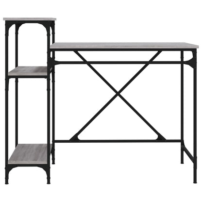 Desk with Shelves Grey Sonoma 105x50x90 cm Engineered Wood&Iron