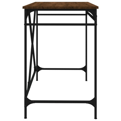 Desk Brown Oak 100x50x75 cm Engineered Wood and Iron