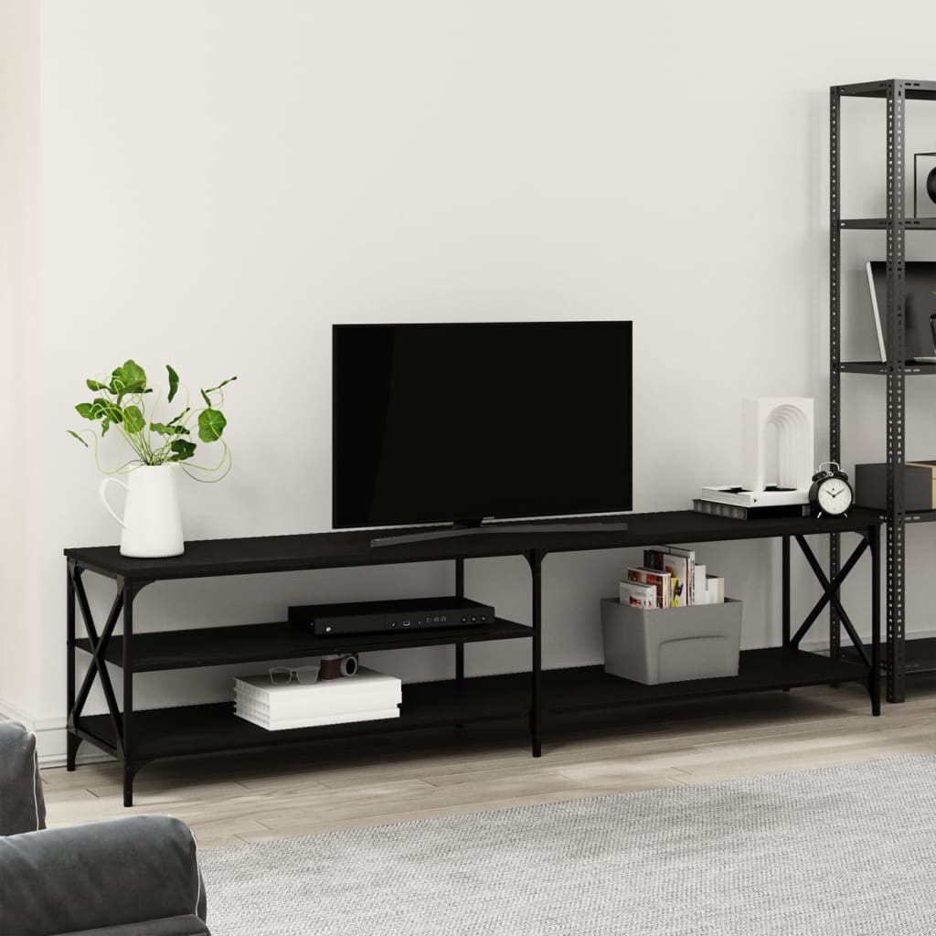 TV Cabinet Black 200x40x50 cm Engineered Wood and Metal