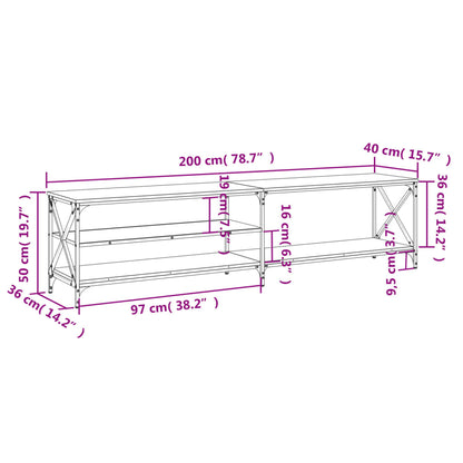 TV Cabinet Black 200x40x50 cm Engineered Wood and Metal