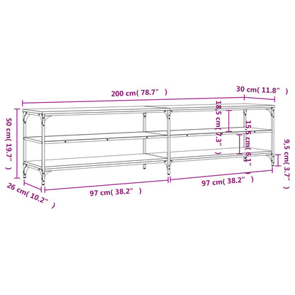 TV Cabinet Black 200x30x50 cm Engineered Wood and Metal