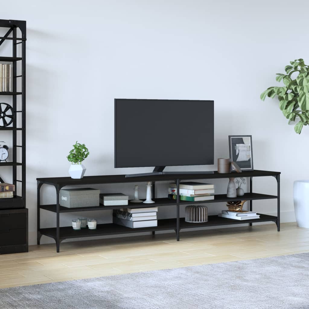 TV Cabinet Black 200x30x50 cm Engineered Wood and Metal