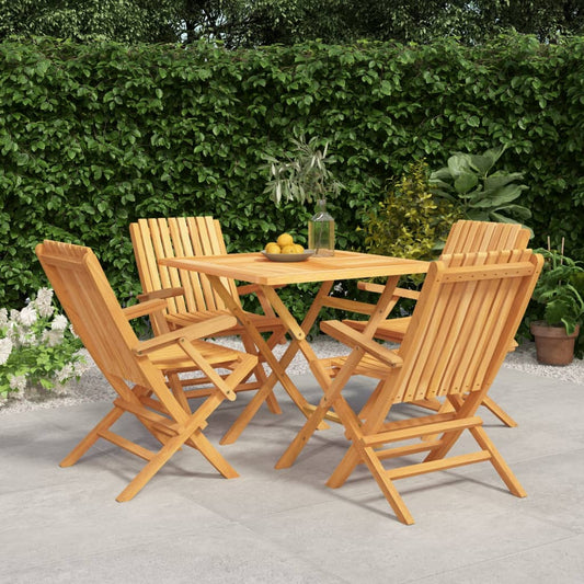 5 Piece Garden Dining Set Solid Wood Teak