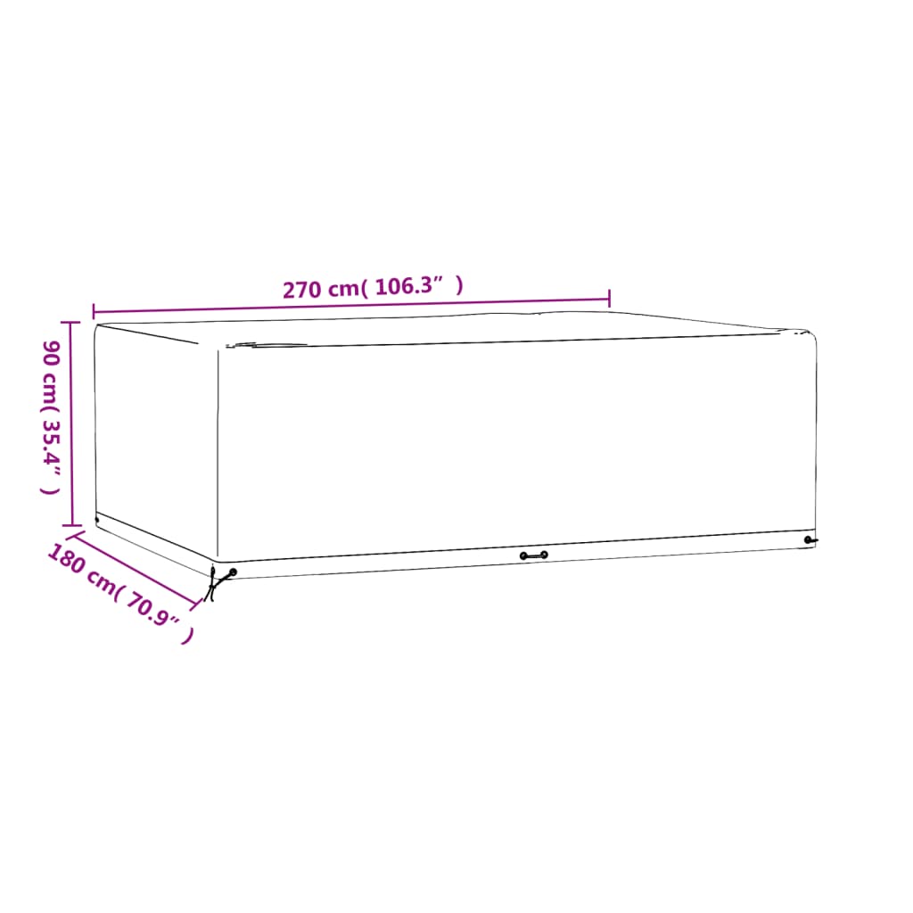 Garden Furniture Covers 2 pcs 12 Eyelets 270x180x90 cm Rectangular