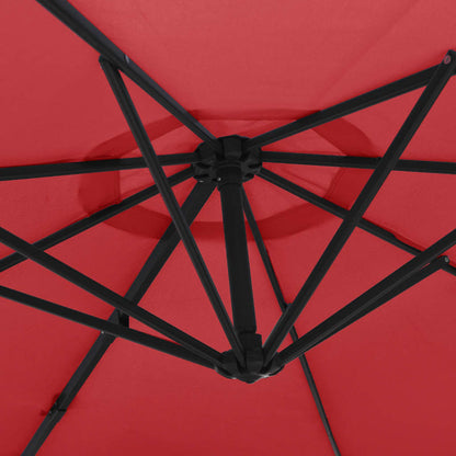 Wall-mounted Parasol with LEDs Bright Red 290cm