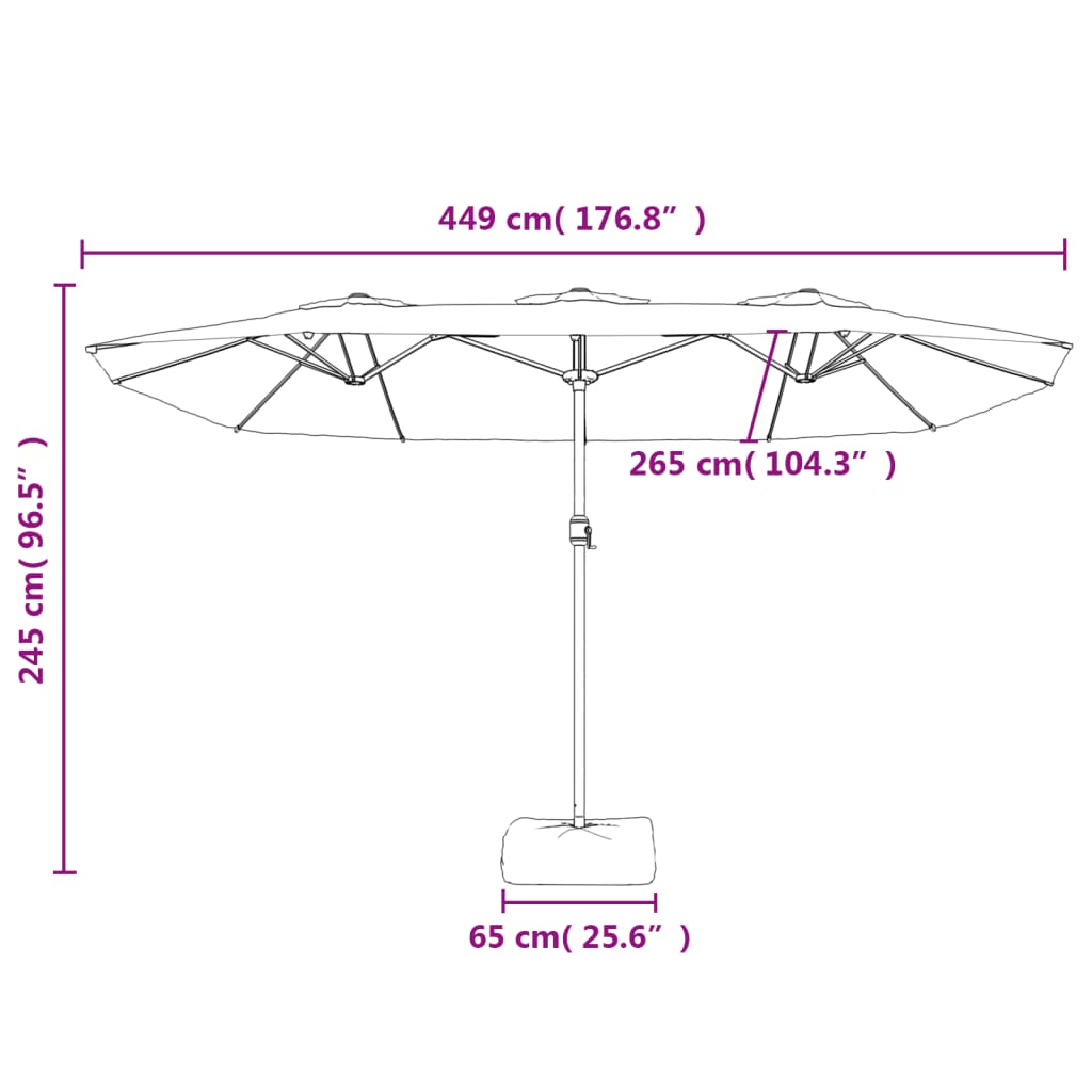 Double-Head Garden Parasol Bordeaux Red 449x245 cm