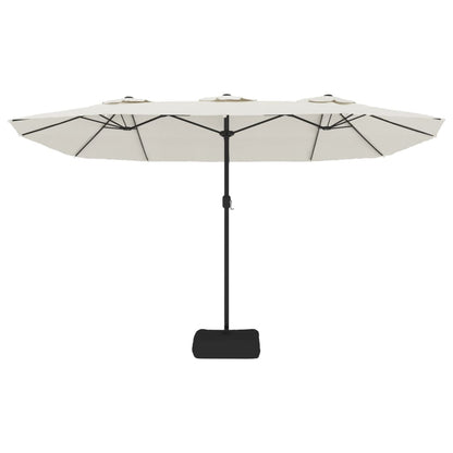 Double-Head Garden Parasol with LEDs Sand White 449x245 cm