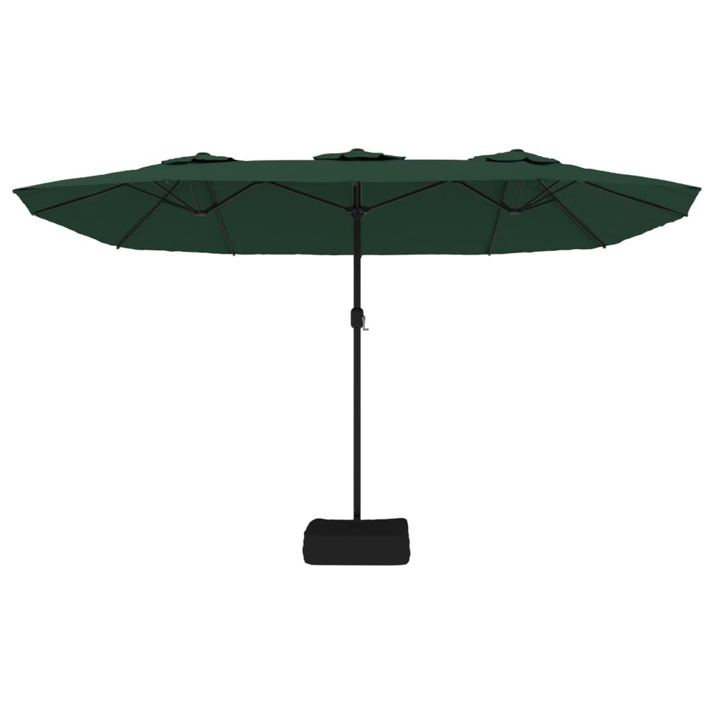 Double-Head Garden Parasol with LEDs Green 449x245 cm