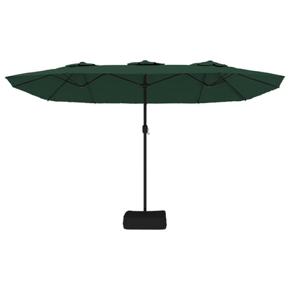 Double-Head Garden Parasol with LEDs Green 449x245 cm