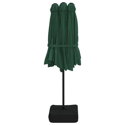 Double-Head Garden Parasol with LEDs Green 449x245 cm