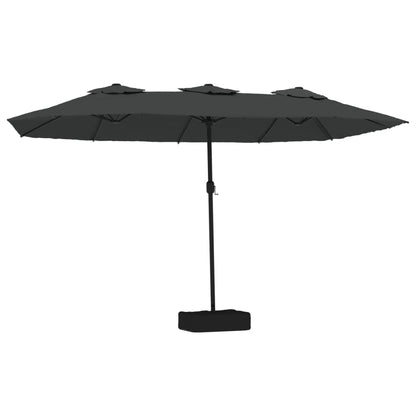 Double-Head Garden Parasol with LEDs Anthracite 449x245 cm