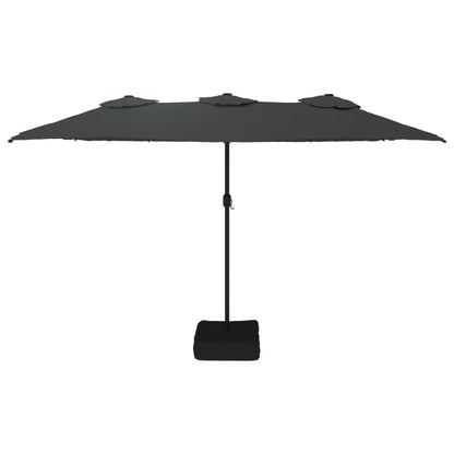 Double-Head Garden Parasol with LEDs Anthracite 449x245 cm