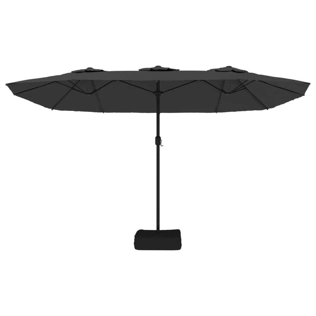 Double-Head Garden Parasol with LEDs Anthracite 449x245 cm