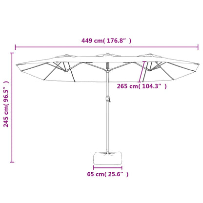 Double-Head Garden Parasol with LEDs Anthracite 449x245 cm