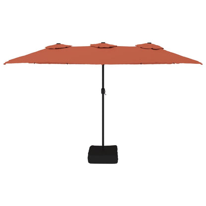 Double-Head Garden Parasol with LEDs Terracotta 449x245 cm