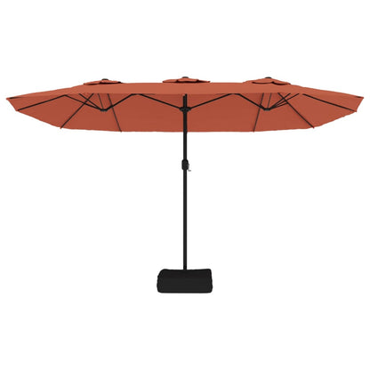 Double-Head Garden Parasol with LEDs Terracotta 449x245 cm