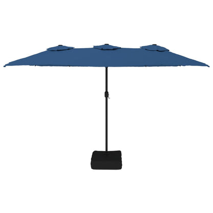 Double-Head Garden Parasol with LEDs Azure Blue 449x245 cm