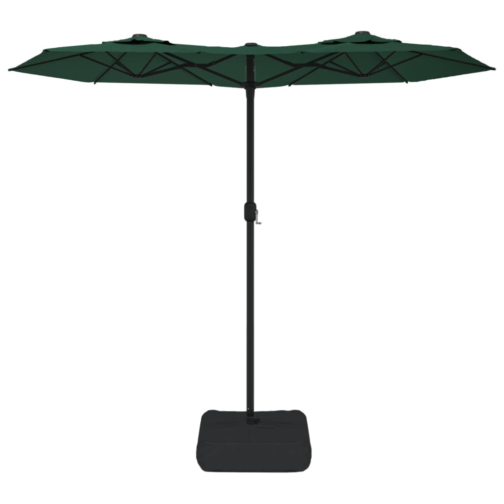 Double-Head Garden Parasol with LEDs Green 316x240 cm