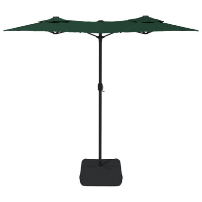 Double-Head Garden Parasol with LEDs Green 316x240 cm