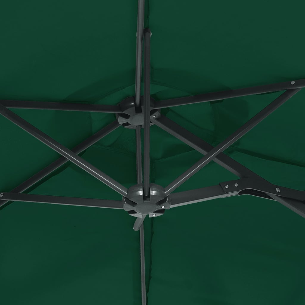 Double-Head Garden Parasol with LEDs Green 316x240 cm