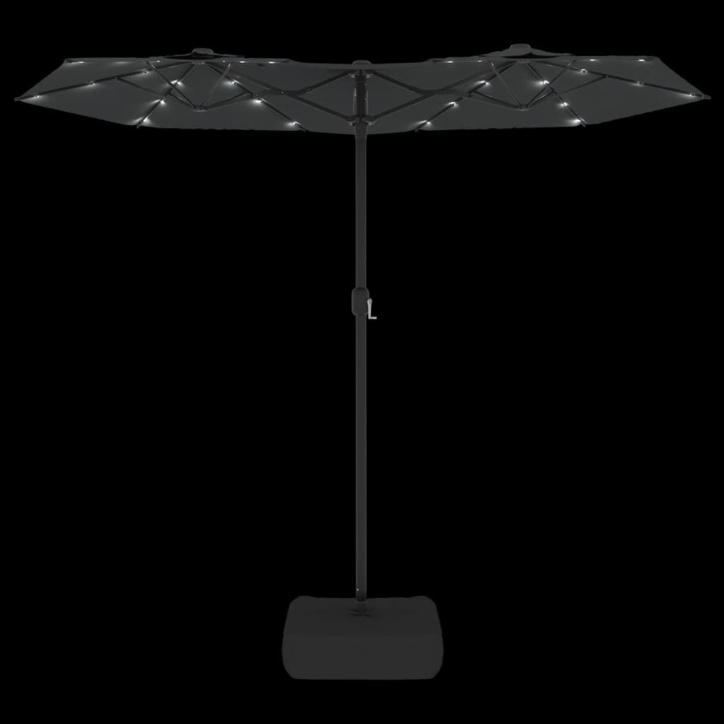 Double-Head Garden Parasol with LEDs Anthracite 316x240 cm