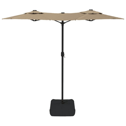 Double-Head Garden Parasol with LEDs Taupe 316x240 cm