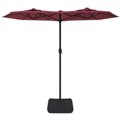 Double-Head Garden Parasol with LEDs Bordeaux Red 316x240 cm